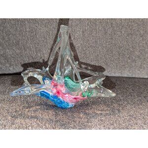 Murano Art Glass Starfish Bowl, Handblown Multicolor